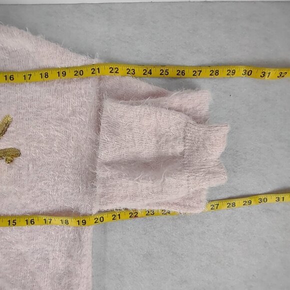 Holiday Time Pink, Shaggy, Reindeer Themed, Holiday Sweater Size L (12-14) - Picture 8 of 12